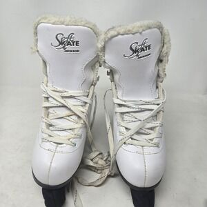 Jackson SoftSkate White Figure Ice Skates Youth Junior Size 3 with Blade Covers